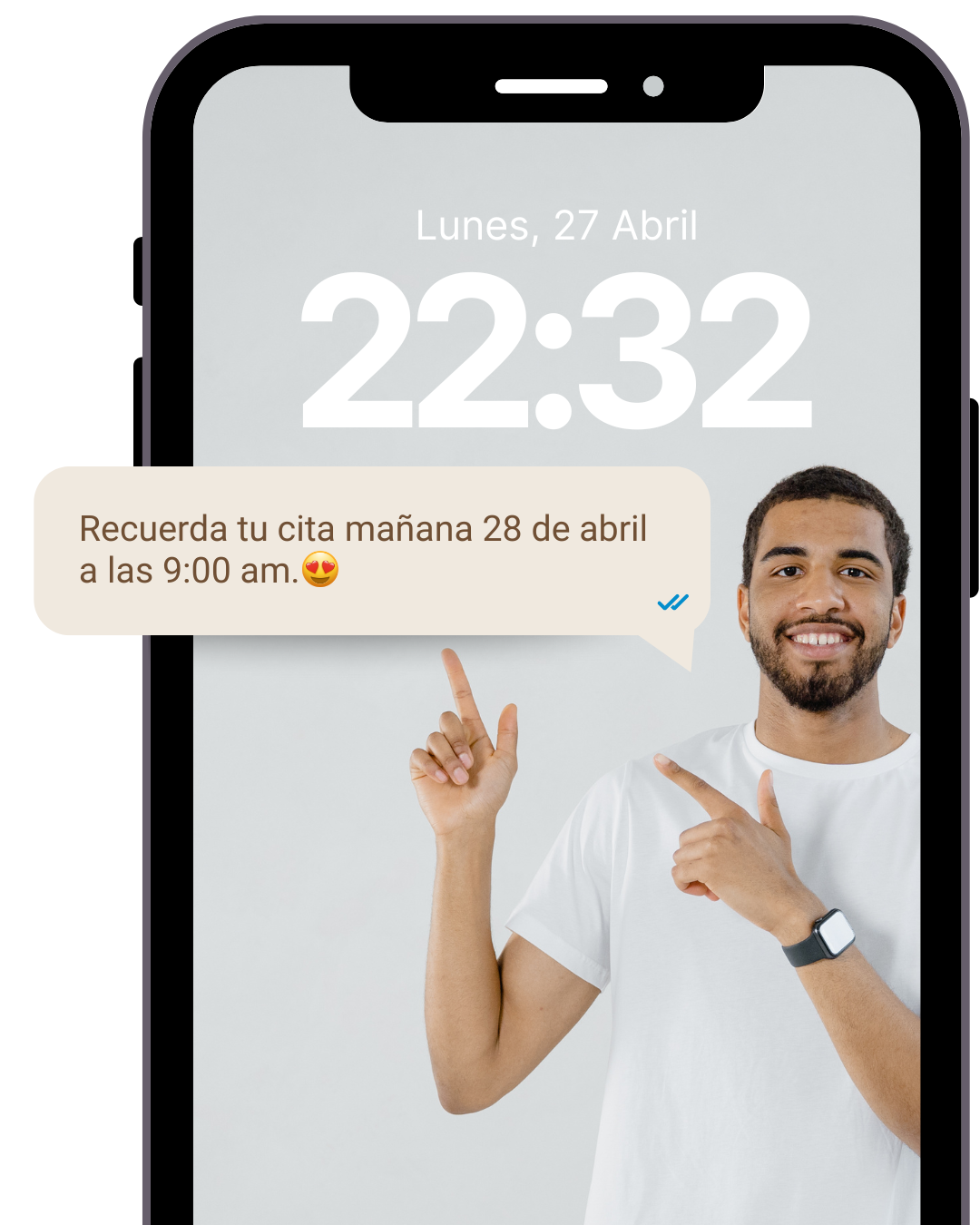 es un iphone mostrando un mensaje