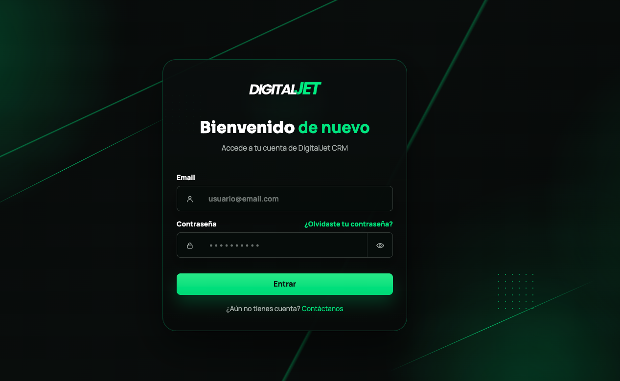 Opción para recuperar la contraseña en la pantalla de acceso de DigitalJet