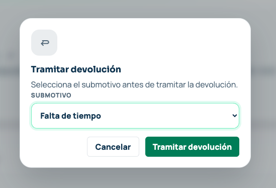 Formulario para tramitar la devolución de un pago